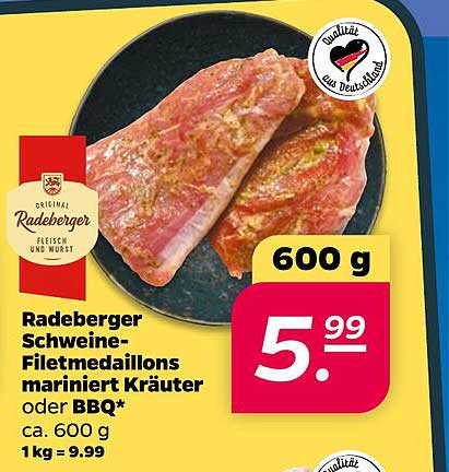 Radeberger Schweine-Filetmedaillons mariniert Kräuter oder BBQ*
