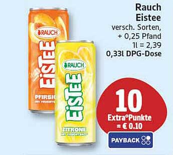 Rauch Eistee versch. Sorten, + 0,25 Pfand 1l = 2,39 0,33l DPG-Dose