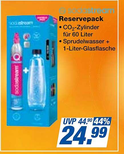 Reservepack • CO₂-Zylinder für 60 Liter • Sprudelwasser + 1-Liter-Glasflasche