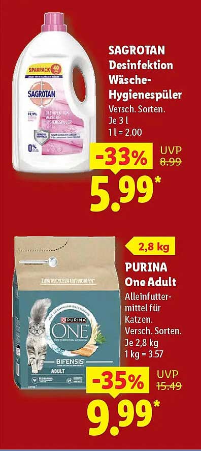 SAGROTAN Desinfektion Wäsche-Hygienespüler Versch. Sorten. Je 3 l 1 l = 2.00