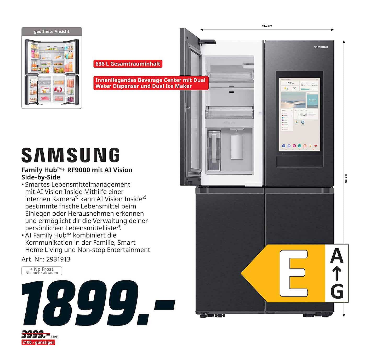Samsung Family Hub™+ RF9000 mit AI Vision Side-by-Side