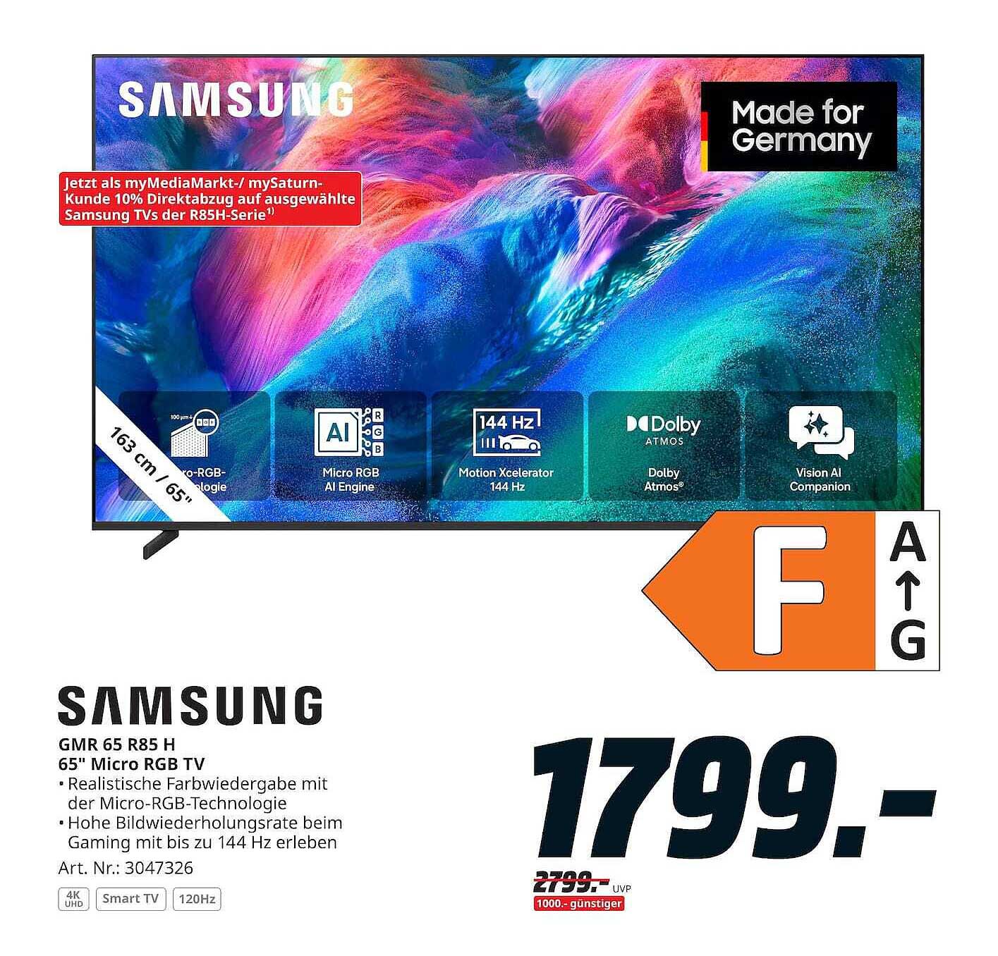 SAMSUNG GMR 65 R85 H 65" Micro RGB TV