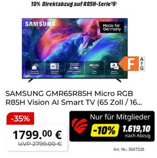 SAMSUNG GMR65R85H Micro RGB R85H Vision AI Smart TV (65 Zoll / 16...