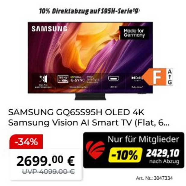 SAMSUNG GQ65S95H OLED 4K Samsung Vision AI Smart TV (Flat, 6...