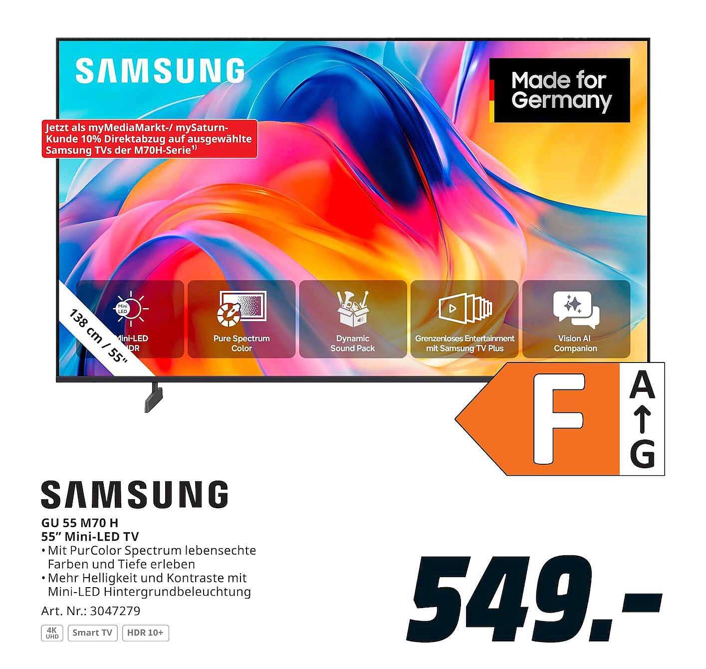 SAMSUNG GU 55 M70 H 55” Mini-LED TV