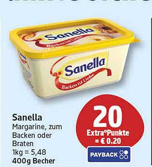 Sanella Margarine, zum Backen oder Braten 1kg = 5,48 400g Becher