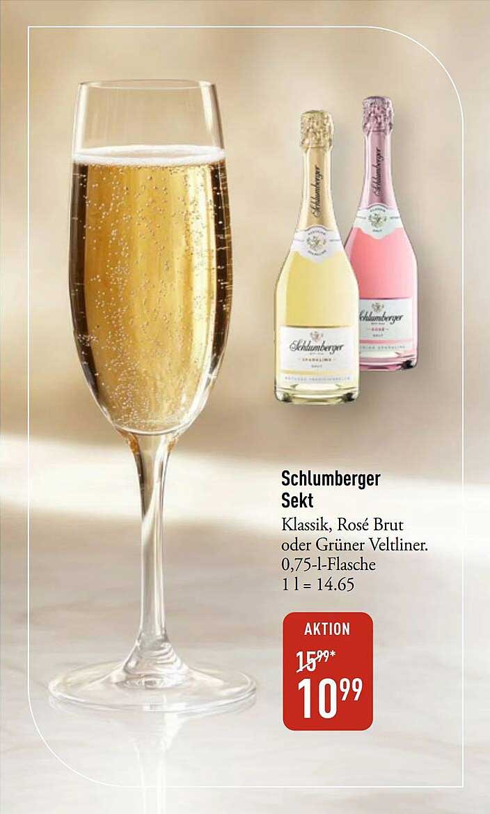 Schlumberger Sekt Klassik, Rosé Brut oder Grüner Veltliner. 0,75-l-Flasche 1 l = 14.65