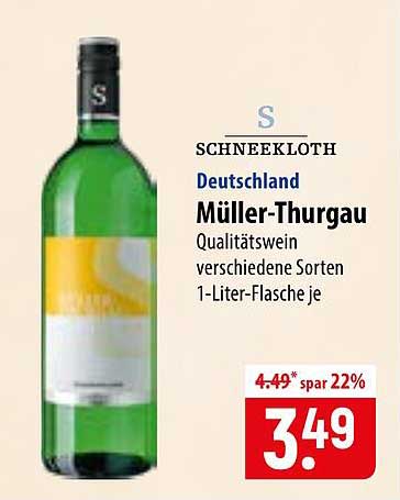 SCHNEEKLOTH Deutschland Müller-Thurgau Qualitätswein verschiedene Sorten 1-Liter-Flasche je