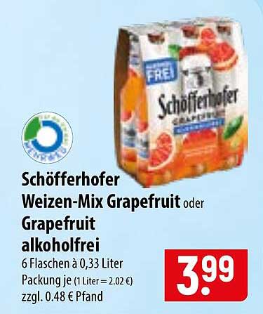 Schöfferhofer Weizen-Mix Grapefruit oder Grapefruit alkoholfrei