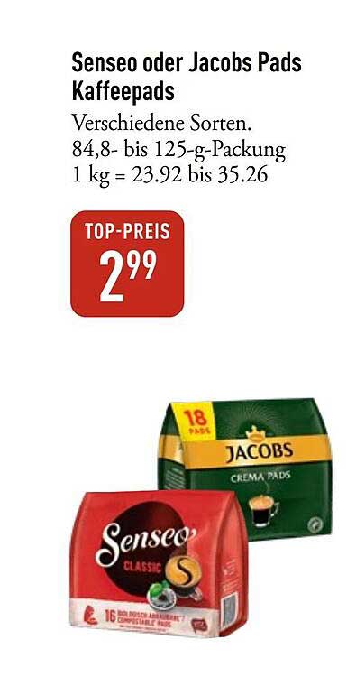 Senseo oder Jacobs Pads Kaffeepads