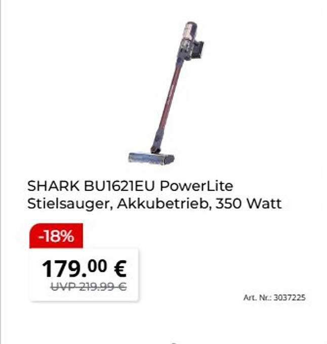 SHARK BU1621EU PowerLite Stielsauger, Akkubetrieb, 350 Watt