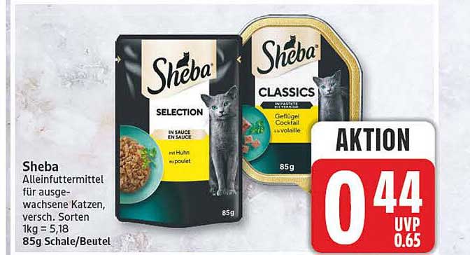 Sheba Alleinfuttermittel für ausgewachsene Katzen, versch. Sorten 1kg = 5,18 85g Schale/Beutel