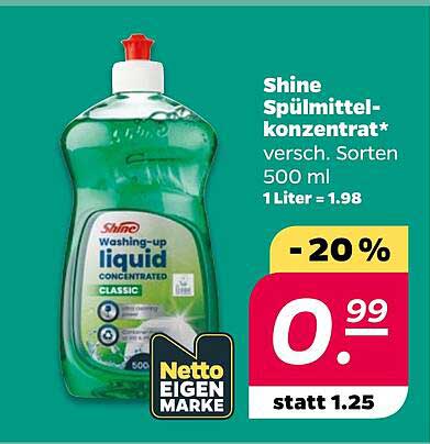 Shine Spülmittel-konzentrat* versch. Sorten 500 ml 1 Liter = 1.98