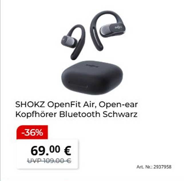 SHOKZ OpenFit Air, Open-ear Kopfhörer Bluetooth Schwarz