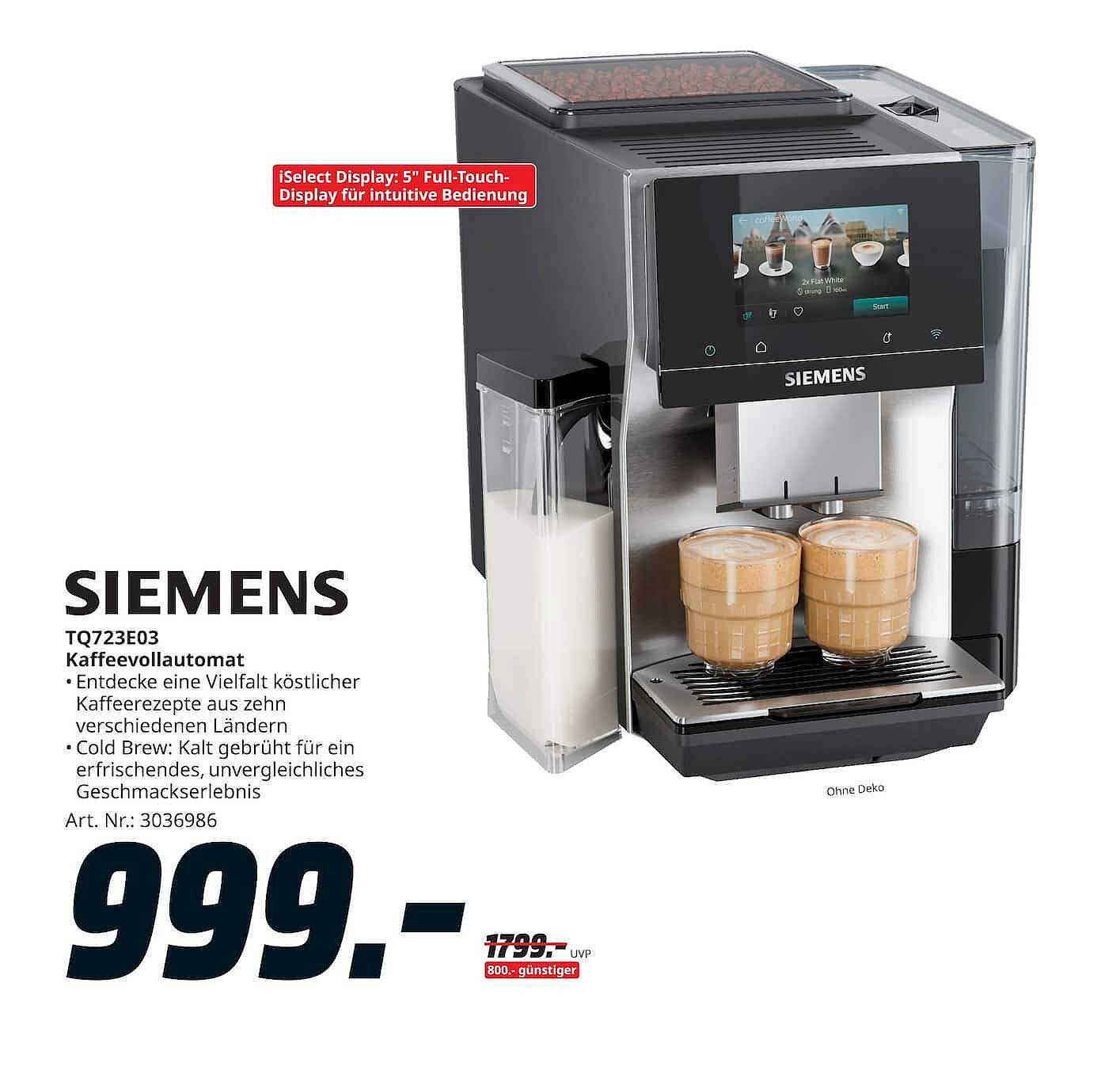 SIEMENS TQ723E03 Kaffeevollautomat