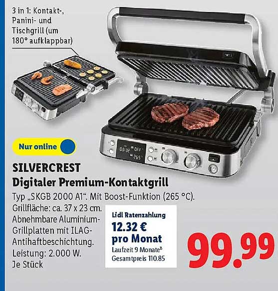 SILVERCREST Digitaler Premium-Kontaktgrill