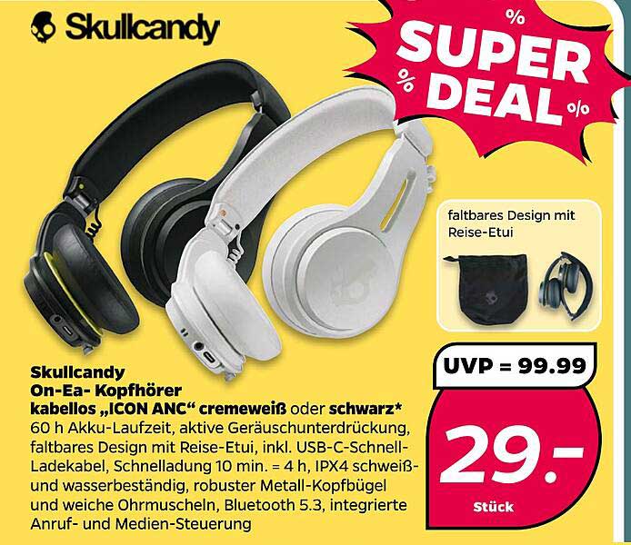Skullcandy On-Ea- Kopfhörer kabellos „ICON ANC“ cremeweiß oder schwarz*