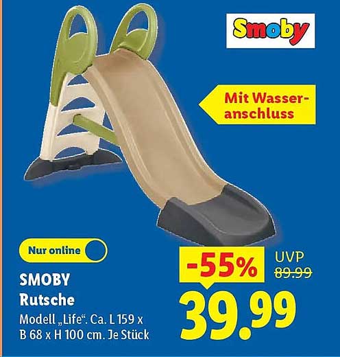 SMOBY Rutsche Modell „Life“, Ca. L 159 x B 68 x H 100 cm. Je Stück
