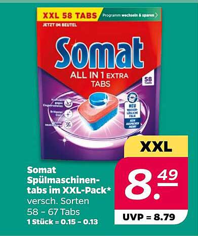 Somat spülmaschinentabs im XXL-Pack* versch. Sorten 58 – 67 Tabs