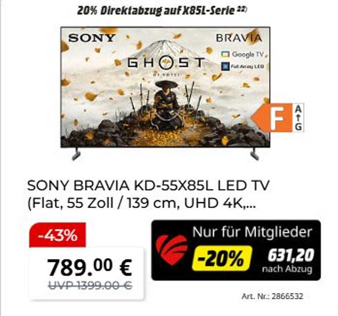SONY BRAVIA KD-55X85L LED TV (Flat, 55 Zoll / 139 cm, UHD 4K,...