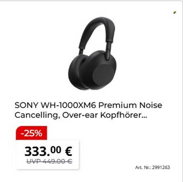 SONY WH-1000XM6 Premium Noise Cancelling, Over-ear Kopfhörer...