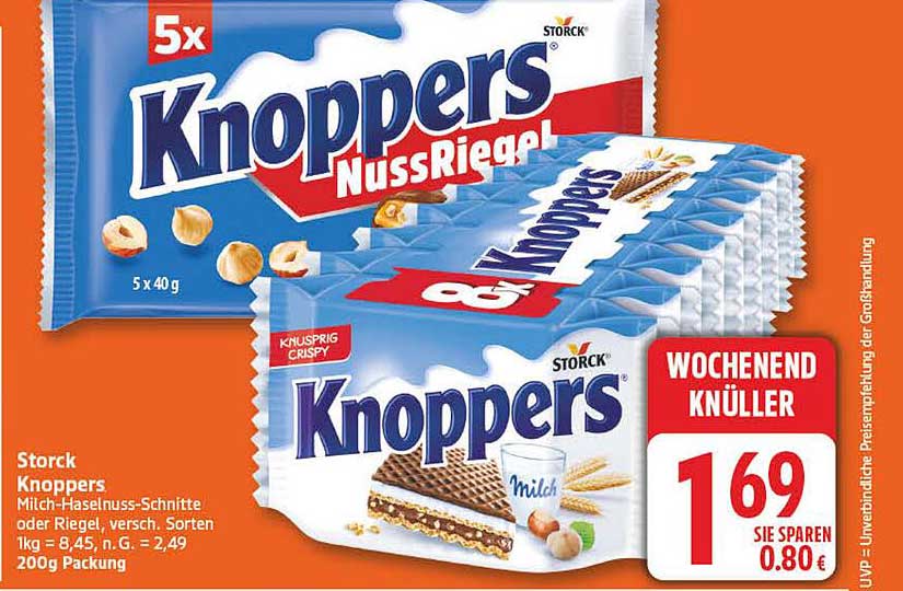 Storck Knoppers Milch-Haselnuss-Schnitte oder Riegel, versch. Sorten