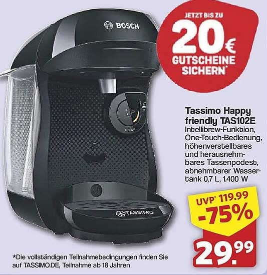 Tassimo Happy friendly TAS102E