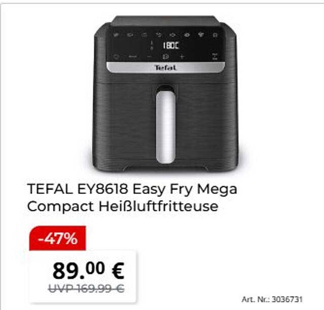 TEFAL EY8618 Easy Fry Mega Compact Heißluftfritteuse