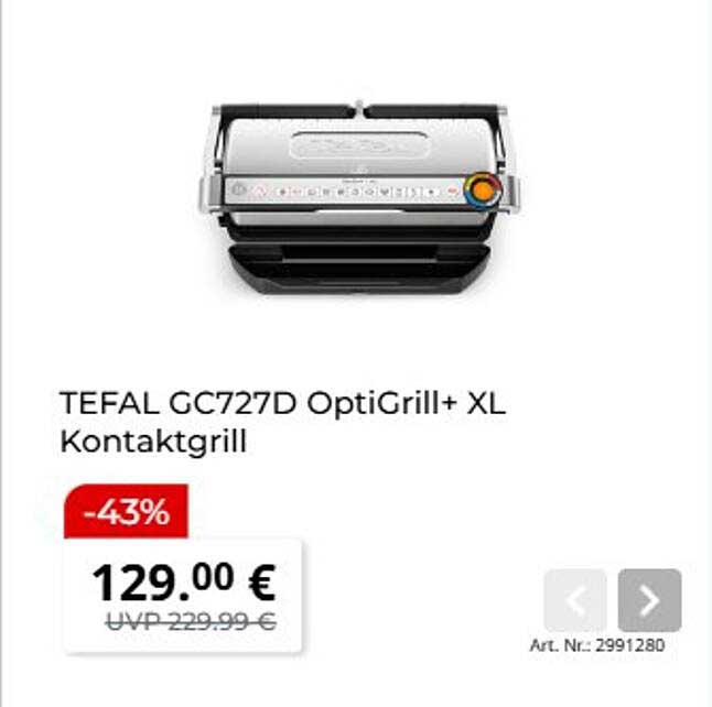 TEFAL GC727D OptiGrill+ XL Kontaktgrill