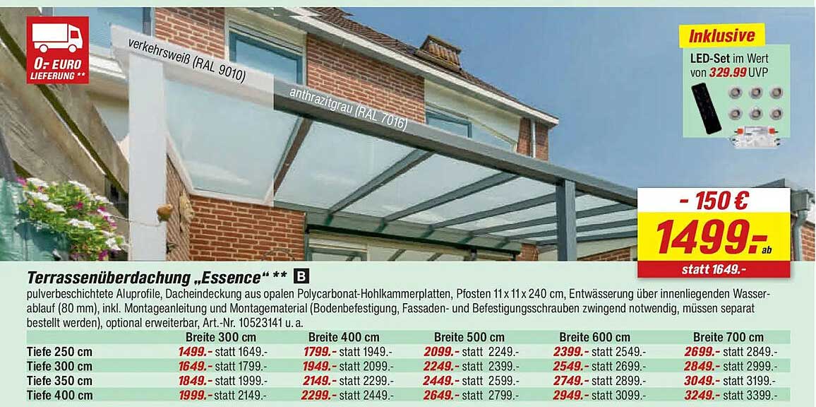 Terrassenüberdachung „Essence“ ** B