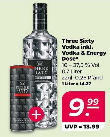 Three Sixty Vodka inkl. Vodka & Energy Dose*