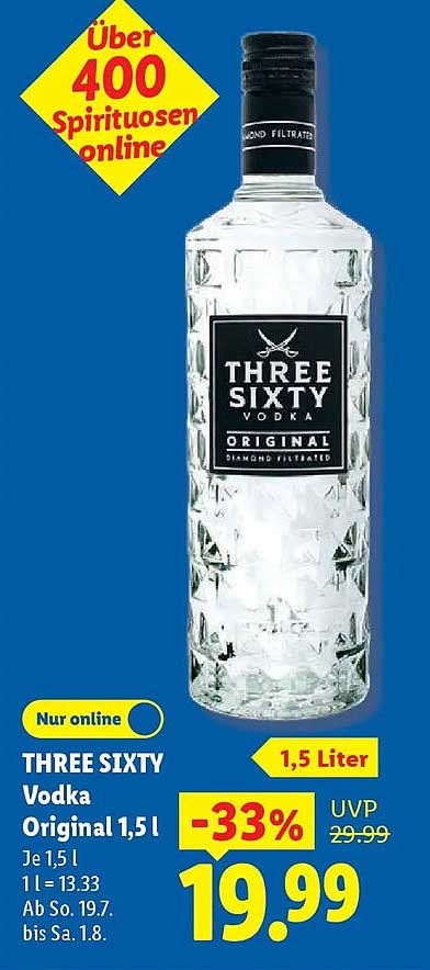 THREE SIXTY Vodka Original 1,5 l