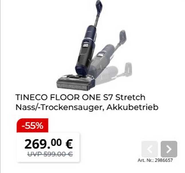 TINECO FLOOR ONE S7 Stretch Nass/-Trockensauger, Akkubetrieb