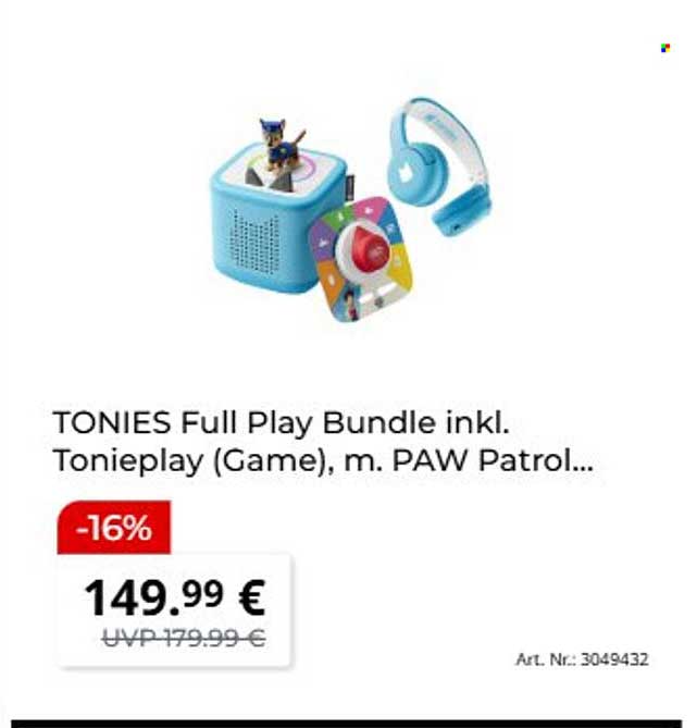 TONIES Full Play Bundle inkl. Tonieplay (Game), m. PAW Patrol...
