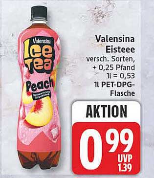 Valensina Eistee versch. Sorten, + 0,25 Pfand 1l = 0,53 1l PET-DPG-Flasche