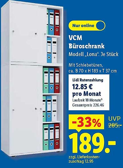 VCM Büroschrank Modell „Lona“, Je Stück