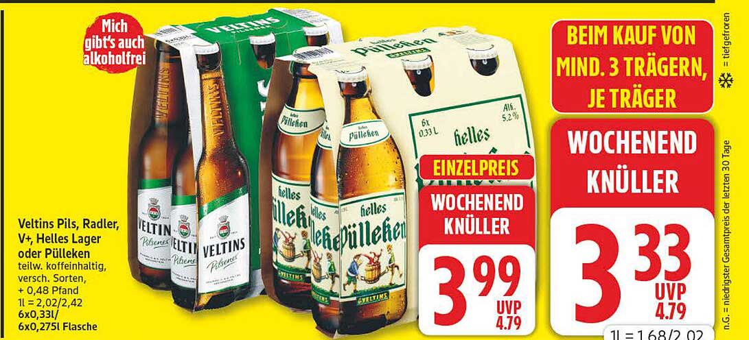 Veltins Pils, Radler, V+, Helles Lager oder Pülleken
