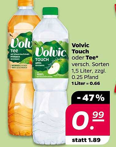 Volvic Touch oder Tee* versch. Sorten 1,5 Liter, zzgl. 0,25 Pfand, 1 Liter = 0.66