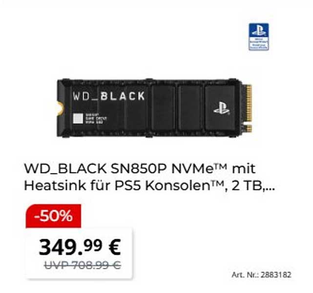 WD_BLACK SN850P NVMe™ mit Heatsink für PS5 Konsolen™, 2 TB,...