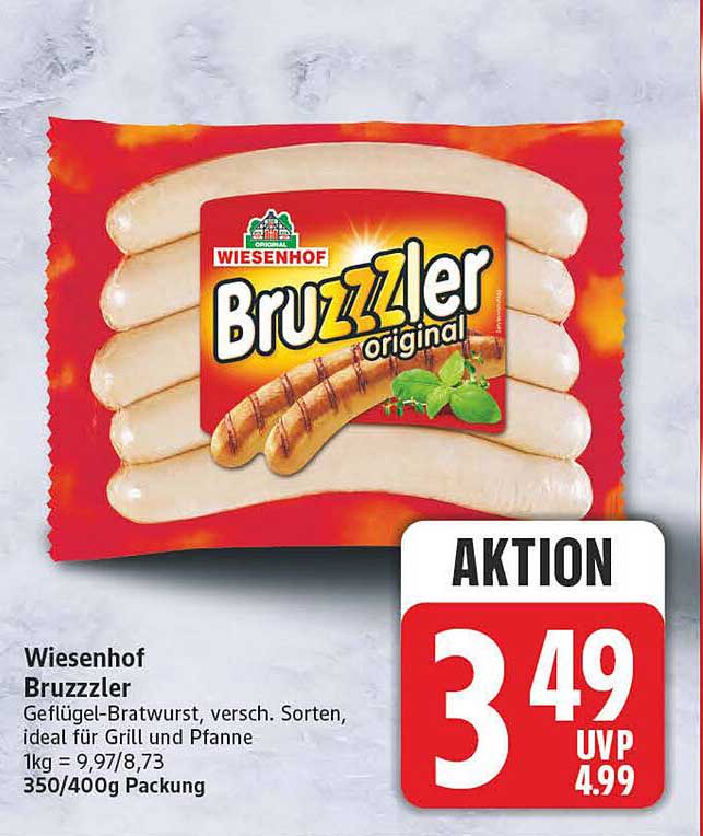Wiesenhof Bruzzler Geflügel-Bratwurst, versch. Sorten, ideal für Grill und Pfanne 350/400g Packung