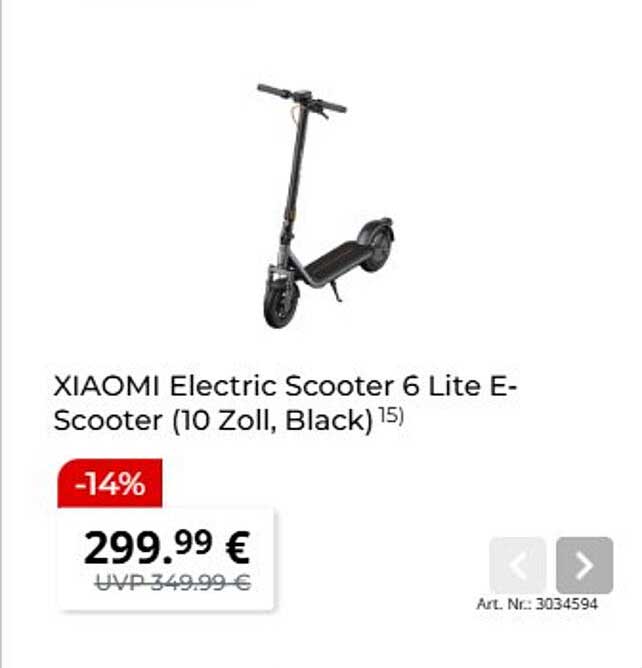 XIAOMI Electric Scooter 6 Lite E-Scooter (10 Zoll, Black)