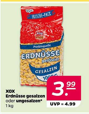 XOX Erdnüsse gesalzen oder ungesalzen* 1 kg