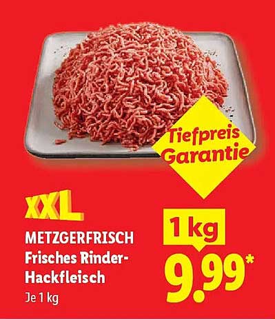 XXL METZGERFRISCH Frisches Rinder-Hackfleisch Je 1 kg