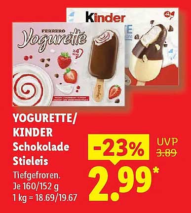YOGURETTE/ KINDER Schokolade Stieleis