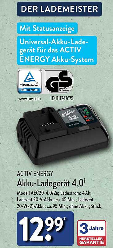 ACTIV ENERGY Akku-Ladegerät 4,0