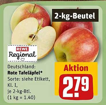 2-kg-Beutel Rote Tafeläpfel – Aktion bei REWE