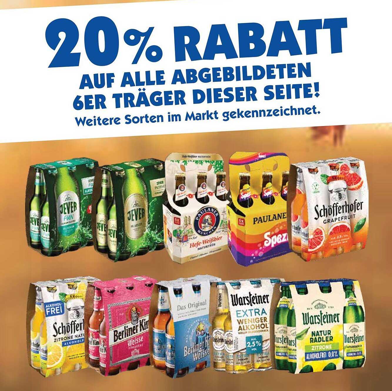 20% Rabatt auf alle abgebildeten 6er Träger dieser Seite!