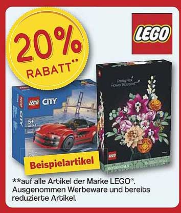20% Rabatt auf alle Artikel der Marke LEGO