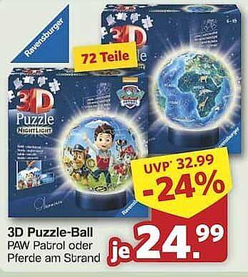 3D Puzzle-Ball PAW Patrol oder Pferde am Strand