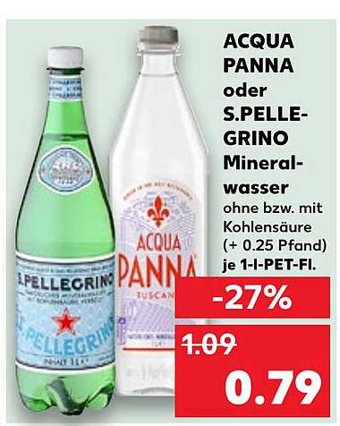 ACQUA PANNA oder S.PELLEGRINO Mineralwasser 1,1 l